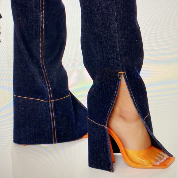 Versailles Side Split Bootcut Jeans - Rinse Blue Wash - Picture 6 of 8